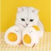 Sunny-Side Up Purr-bo cat toy with a rattling yolk and catnip in both separable parts.