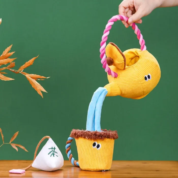 Interactive Sniff & Sip Tea Set for cats and dogs: a puzzle toy with a treat-hiding teapot and chewable handle for mental stimulation and dental health