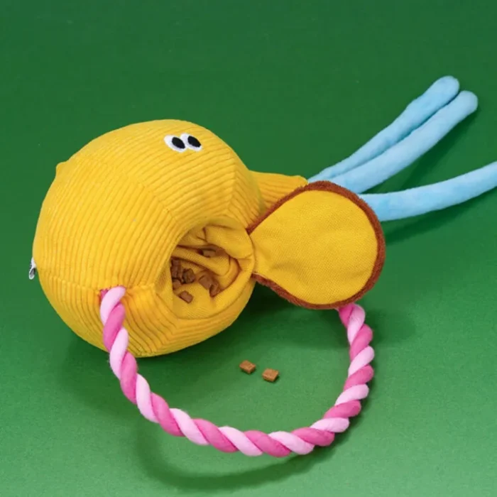 Interactive Sniff & Sip Tea Set for cats and dogs: a puzzle toy with a treat-hiding teapot and chewable handle for mental stimulation and dental health