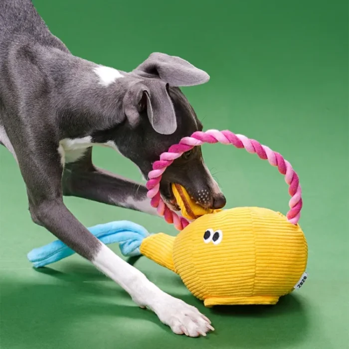 Interactive Sniff & Sip Tea Set for cats and dogs: a puzzle toy with a treat-hiding teapot and chewable handle for mental stimulation and dental health